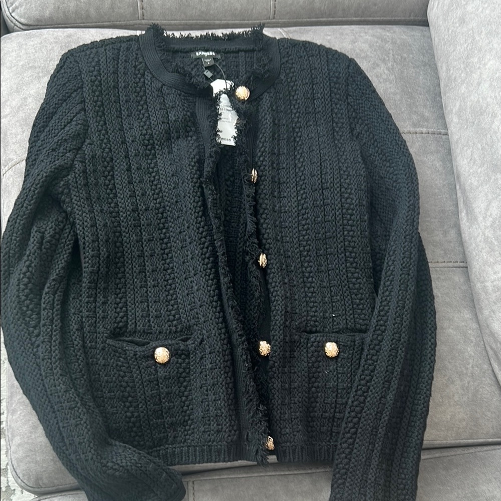 Express Black and Gold Cardigan Sweater